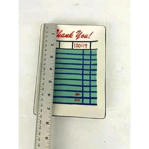 Food Order Receipt Ceramic Tray 7.5"x5.5" THANK YOU Handpainted Server Tab - Picture 2 of 6